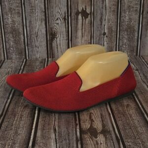 Rothys The Loafer Red Knit Slip On Flats Womens 8.5 Sustainable Shoes VGUC!